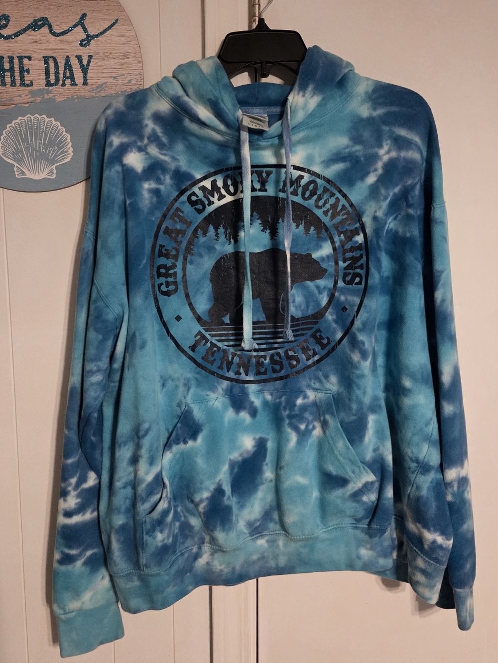 Great Smokey Mountain Tennessee Blue Tie-dye Hoodie Large Unisex